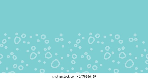Vector sea seamless border in turquoise. Simple doodle bubbles hand drawn made into repeat. Great for invitations, decor,  packaging.