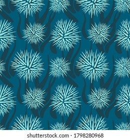 Vector sea seamless patterns with plants. Abstract background.