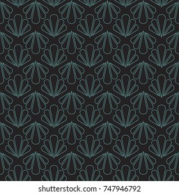 Vector Sea Shell Art Nouveau Seamless Pattern. Geometric decorative texture. Retro stylish background. 