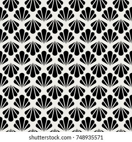 Vector Sea Shell Art Nouveau Seamless Pattern. Geometric decorative texture. Retro stylish background. 