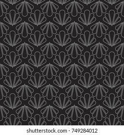 Vector Sea Shell Art Nouveau Seamless Pattern. Geometric decorative texture. Retro stylish background. 