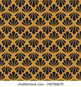 Vector Sea Shell Art Nouveau Seamless Pattern. Geometric decorative texture. Retro stylish background. 