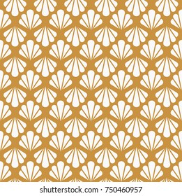 Vector Sea Shell Art Nouveau Seamless Pattern. Geometric decorative texture. Retro stylish background. 