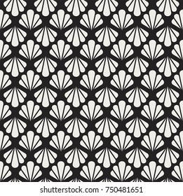 Vector Sea Shell Art Nouveau Seamless Pattern. Geometric decorative texture. Retro stylish background. 