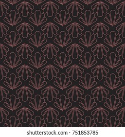 Vector Sea Shell Art Nouveau Seamless Pattern. Geometric decorative texture. Retro stylish background. 
