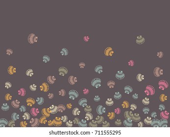 Vector sea shell pattern banner illustration. Marine or oceanic pearl scallop, mollusk cockleshell design. Bivalve conch, sea shell or shellfish pattern. Seashell colorful vector illustration.