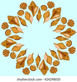 Vector sea shells ring. Summer illustration