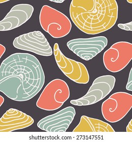 vector sea shells seamless pattern. It can be used for wallpaper, fabric design, textile design, cover, wrapping paper, banner, card, background