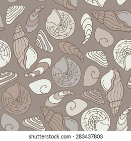 vector sea shells seamless pattern. It can be used for wallpaper, fabric design, textile design, cover, wrapping paper, banner, card, background