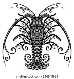 Vector Sea Spiny Lobster. Patterned design