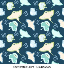 vectorial mar stingray azul transparente patrón lindo infantil ilustración