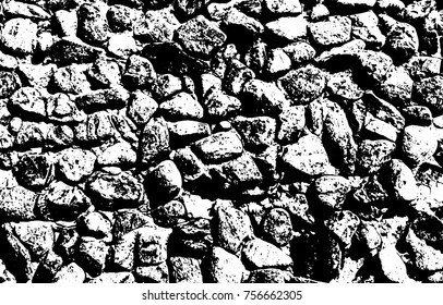 Vector sea stones background. Black and white texture. Vector illustration