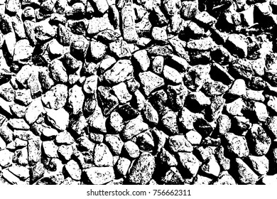 Vector sea stones background. Black and white texture. Vector illustration