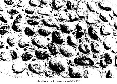 Vector sea stones background. Black and white texture. Vector illustration