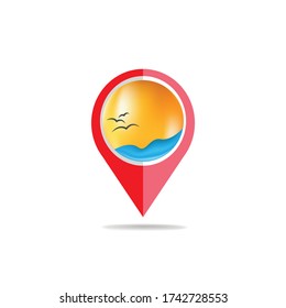 vector sea, sun and vacation logo design