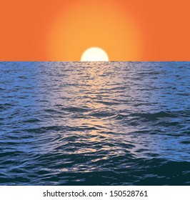 Vector sea and sunset background.