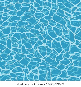 Vector sea surface seamless pattern in blue. Simple doodle wavy surface with highlights made into repeat. Great for background, wallpaper, wrapping paper, packaging, fashion, travel design.
