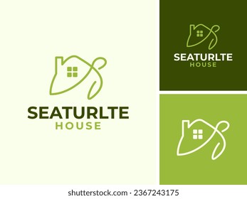 Vector sea turtle house ocean estate logo