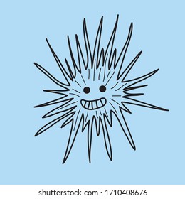 vector sea urchin doodle line icon