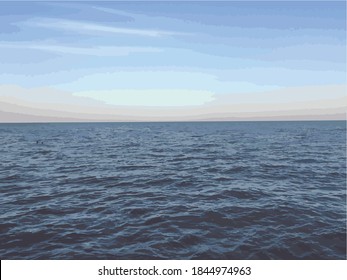Vector sea view. Picture for design of cards