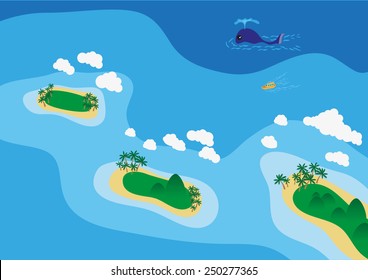 Vector sea view from top illustration