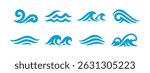 Vector sea wave icon. Water ocean shape wave silhouette element flow logo symbol design.