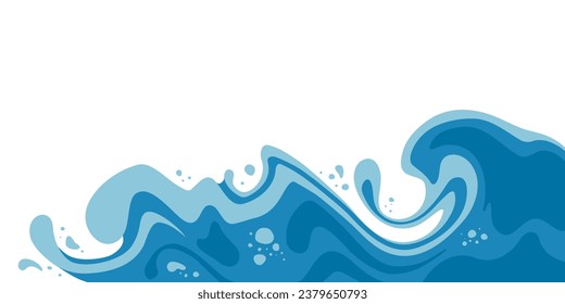 Vector sea wave isolated on white background. Blue marble acrylic swirl pattern. Abstract psychedelic water waves print background.