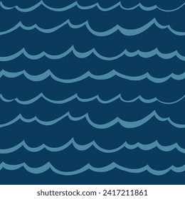 Silueta de ondas marinas vectoriales sin costuras. Textura de la ola oceánica. Diseño de patrones sin fisuras de línea abstracta.