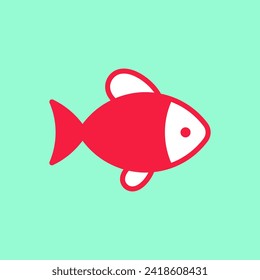 Vector seafood icon template. Modern fish symbol illustration. Flat sea food pictogram of marine products. Shop department sign