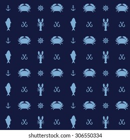 Vector seafood pattern, design elements and icons