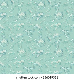 Vector seafood seamless background