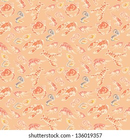 Vector seafood seamless background