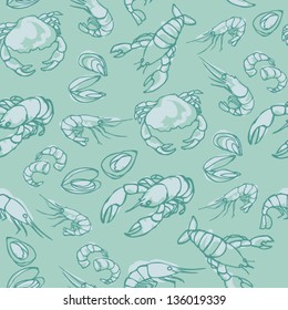 Vector seafood seamless pattern