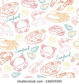 Vector seafood seamless pattern