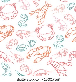 Vector seafood seamless pattern