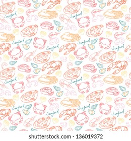 Vector seafood seamless pattern