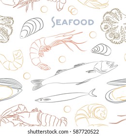Vector Seafood set pattern