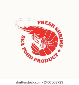 Vector seafood shrimp restaurant logo template