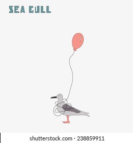 Vector seagull (Can be used as picture for cards, invitations, DIY projects, web sites or for any other design) 