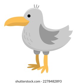 Icono de la gaviota vectorial. Bajo el mar la ilustración con un lindo y divertido animal oceánico. Caricatura submarina o clipart marina para niños aislados en fondo blanco
