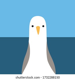 Vector seagull. Vector white bird. Children bird. Vector sea