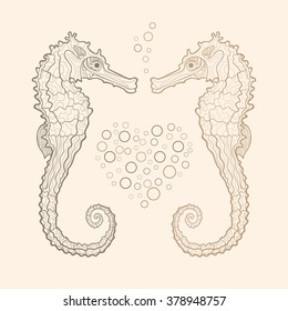 Vector seahorse in love