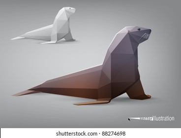 Vector seal stylized triangle polygonal model