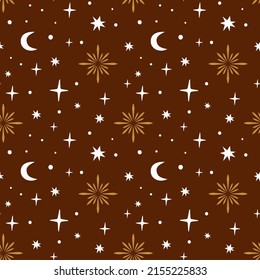 Vector sealess celestial pattern. Boho background