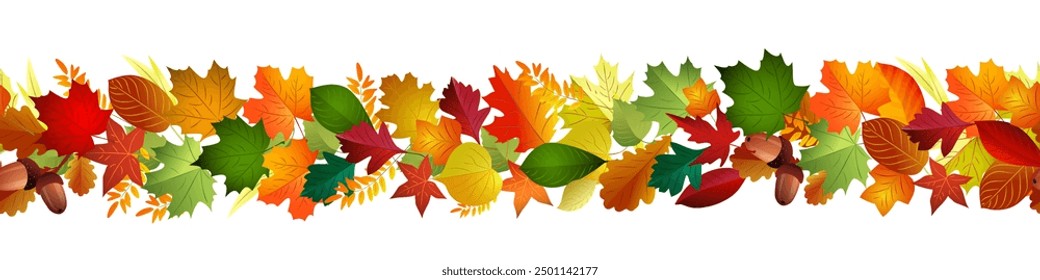 Frontera de otoño sin costuras de Vector con hojas que caen