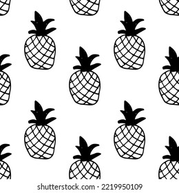 Vector seamles cute pattern pineaple silhouette bl