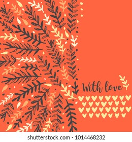 Vector seamles pattern with branches and leaves and with space for text for your design