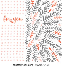 Vector seamles pattern with branches and leaves and with space for text for your design