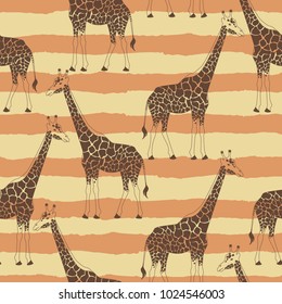 Vector seamles pattern with giraffe and stripes