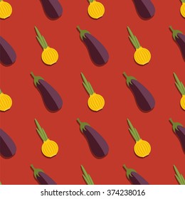 Vector seamles vegetables food background pattern